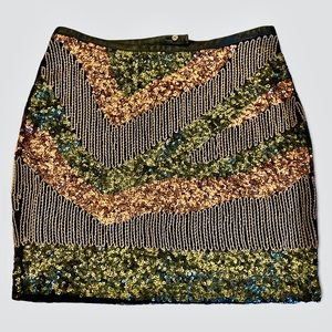 H&M Sequin & Beaded Mini Skirt